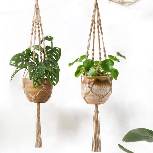 Bohemian Braided Plant Holder Hip Hippie Indoor/Outdoor/Garden/Living Room Decor - Picture 2 of 8